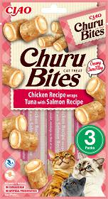 Inaba Ciao Churu Bites Chicken Wraps Tuna&Salmon Przysmak dla kota op. 3x10g + Inaba Ciao Churu 2x14g GRATIS
