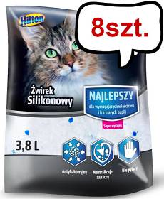 Hilton Żwirek Silikonowy bezzapachowy dla kotów poj. 3.8l Pakiet 8szt.