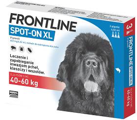 FRONTLINE Spot On Krople na kleszcze i pchły dla psa 40-60kg (rozm. XL) op. 3 pipety
