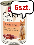 Animonda Carny Kitten Cięlęcina z kurczakiem i indykiem Mokra Karma dla kociąt op. 400g Pakiet 6szt.