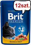 Brit Premium Adult łosoś i pstrąg w sosie Mokra Karma dla kota op. 100g Pakiet 12szt.
