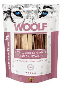 Woolf Przysmak Long Chicken and Cod Sandwich dla psa op. 100g
