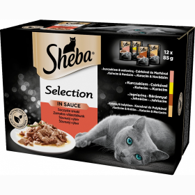 Sheba Selection In Sauce Adult Kolekcja smaków w sosie Mokra karma dla kota op. 12x85g (PAKIET CZERWONY)