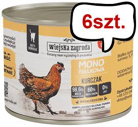 Wiejska Zagroda Adult Monobiałkowa Kurczak Mokra Karma dla kota op. 200g Pakiet 6szt.