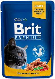Brit Premium Adult łosoś i pstrąg w sosie Mokra Karma dla kota op. 100g